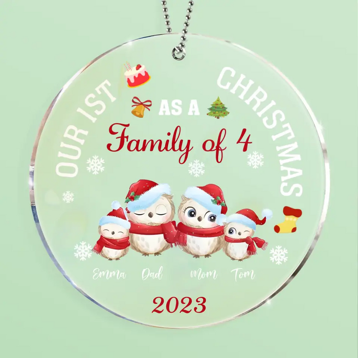 Personalized Family Circle Acrylic Ornament - Christmas Gift Idea For Couple/Family - Our 1st Christmas As A Family Of 3