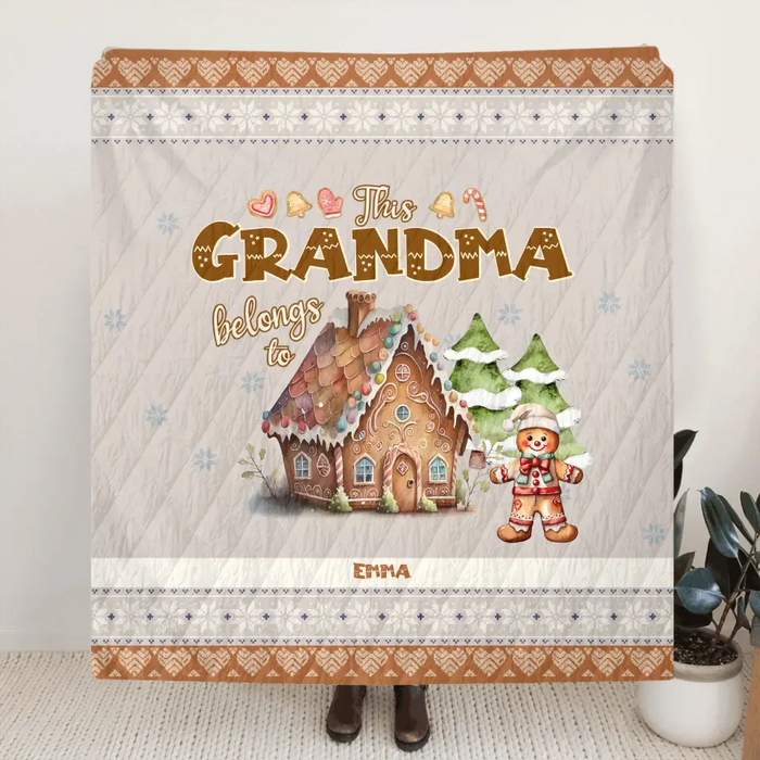 Personalized Grandma's Cookies Christmas Quilt/Fleece Throw Blanket - Gift Idea For Grandma/Mom - Up to 10 Kids - This Grandma Belongs To