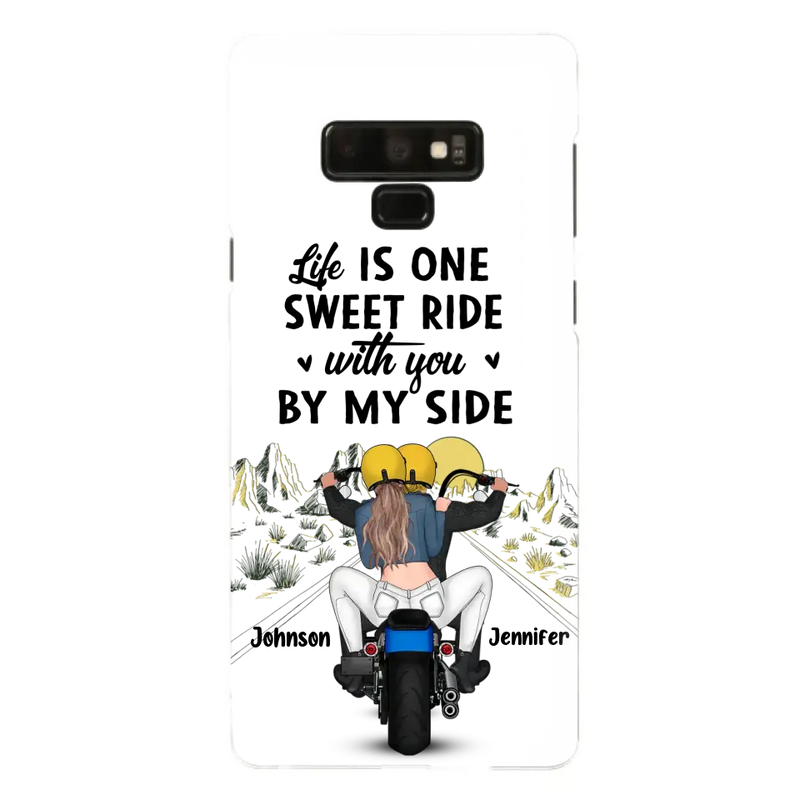 Personalized Couple Biker Phone Case - Gift Idea For Him/Gift To Husband From Wife - Life Is One Sweet Ride With You By My Side - Case For iPhone/Samsung