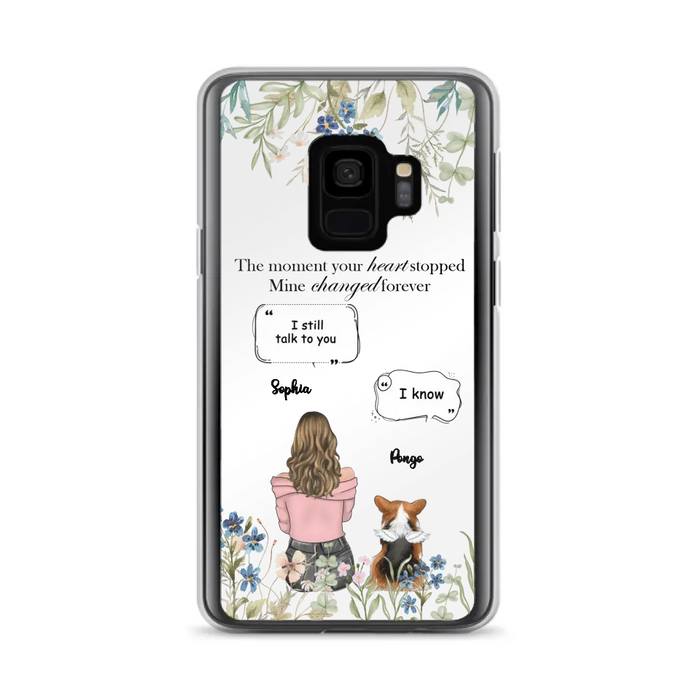 Personalized Memorial Dog Mom Phone Case - Up to 4 Dogs - Gift Idea for Dog Lovers/Owners - The Moment Your Heart Stopped Mine Changed Forever - Case For iPhone/Samsung