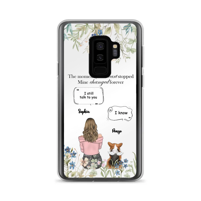 Personalized Memorial Dog Mom Phone Case - Up to 4 Dogs - Gift Idea for Dog Lovers/Owners - The Moment Your Heart Stopped Mine Changed Forever - Case For iPhone/Samsung