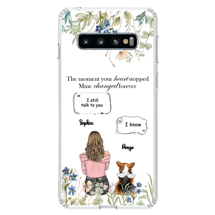 Personalized Memorial Dog Mom Phone Case - Up to 4 Dogs - Gift Idea for Dog Lovers/Owners - The Moment Your Heart Stopped Mine Changed Forever - Case For iPhone/Samsung