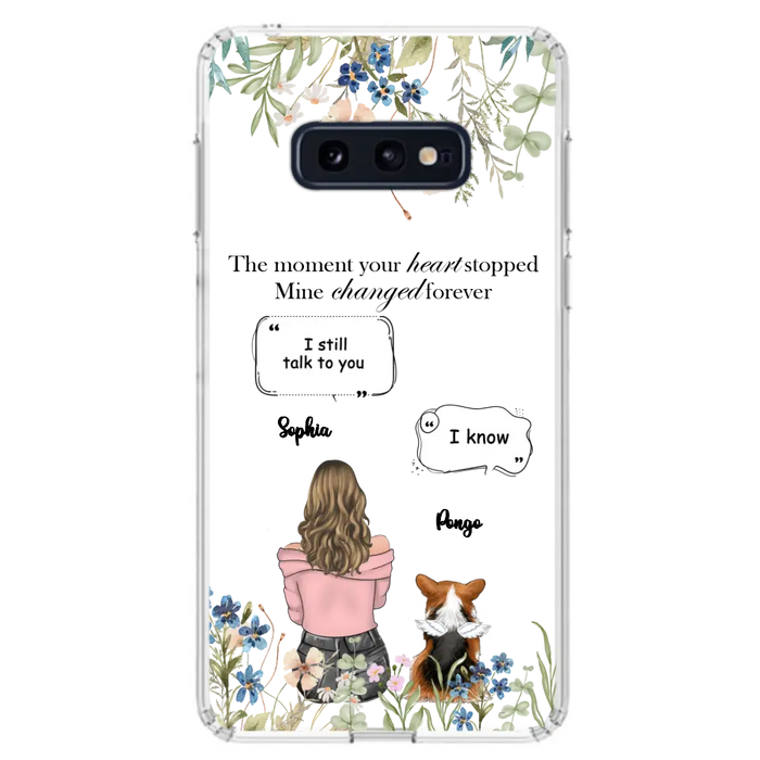 Personalized Memorial Dog Mom Phone Case - Up to 4 Dogs - Gift Idea for Dog Lovers/Owners - The Moment Your Heart Stopped Mine Changed Forever - Case For iPhone/Samsung