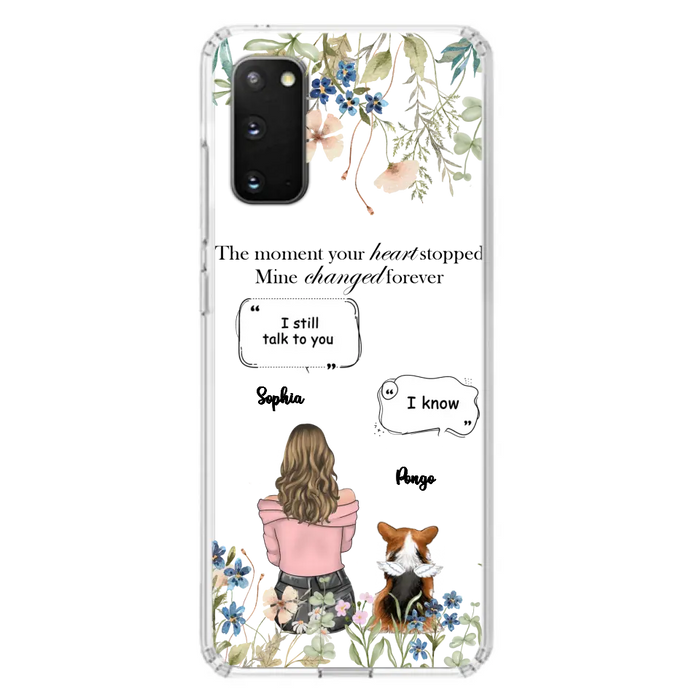 Personalized Memorial Dog Mom Phone Case - Up to 4 Dogs - Gift Idea for Dog Lovers/Owners - The Moment Your Heart Stopped Mine Changed Forever - Case For iPhone/Samsung