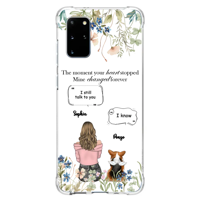 Personalized Memorial Dog Mom Phone Case - Up to 4 Dogs - Gift Idea for Dog Lovers/Owners - The Moment Your Heart Stopped Mine Changed Forever - Case For iPhone/Samsung
