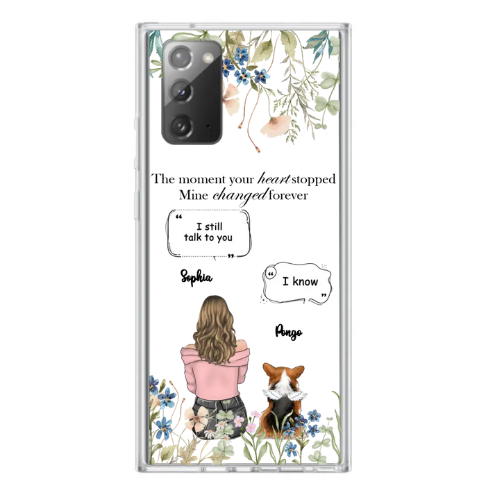 Personalized Memorial Dog Mom Phone Case - Up to 4 Dogs - Gift Idea for Dog Lovers/Owners - The Moment Your Heart Stopped Mine Changed Forever - Case For iPhone/Samsung