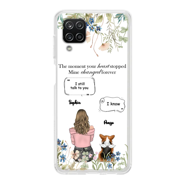 Personalized Memorial Dog Mom Phone Case - Up to 4 Dogs - Gift Idea for Dog Lovers/Owners - The Moment Your Heart Stopped Mine Changed Forever - Case For iPhone/Samsung
