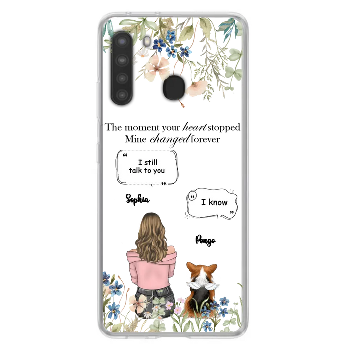 Personalized Memorial Dog Mom Phone Case - Up to 4 Dogs - Gift Idea for Dog Lovers/Owners - The Moment Your Heart Stopped Mine Changed Forever - Case For iPhone/Samsung
