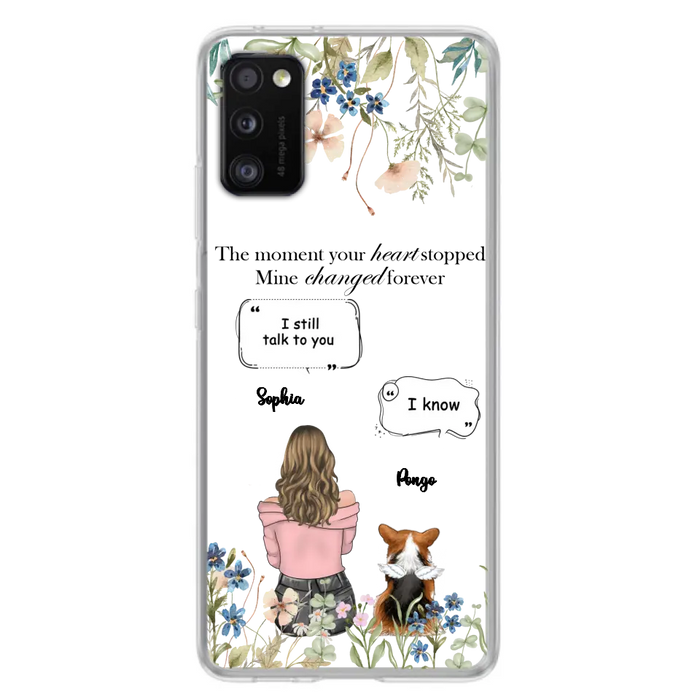 Personalized Memorial Dog Mom Phone Case - Up to 4 Dogs - Gift Idea for Dog Lovers/Owners - The Moment Your Heart Stopped Mine Changed Forever - Case For iPhone/Samsung