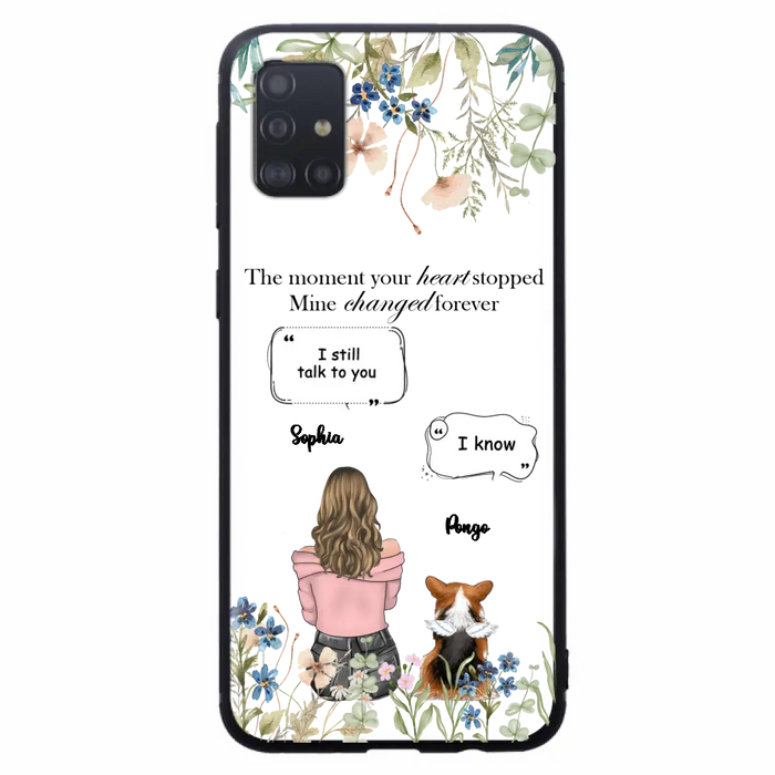 Personalized Memorial Dog Mom Phone Case - Up to 4 Dogs - Gift Idea for Dog Lovers/Owners - The Moment Your Heart Stopped Mine Changed Forever - Case For iPhone/Samsung