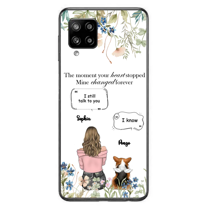 Personalized Memorial Dog Mom Phone Case - Up to 4 Dogs - Gift Idea for Dog Lovers/Owners - The Moment Your Heart Stopped Mine Changed Forever - Case For iPhone/Samsung