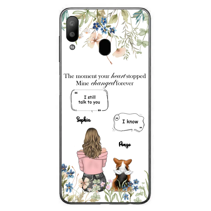 Personalized Memorial Dog Mom Phone Case - Up to 4 Dogs - Gift Idea for Dog Lovers/Owners - The Moment Your Heart Stopped Mine Changed Forever - Case For iPhone/Samsung