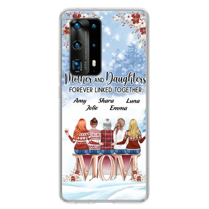 Personalized Mom Phone Case - Mother With Up to 4 Daughters - Gift Idea For Mother's Day From Daughter - Mother And Daughters Forever Linked Together - Case For Oppo/Xiaomi/Huawei