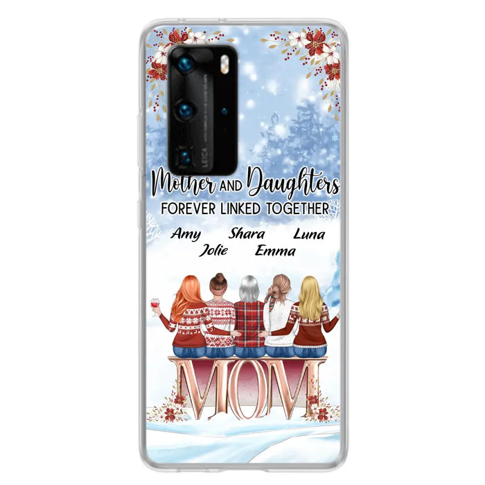 Personalized Mom Phone Case - Mother With Up to 4 Daughters - Gift Idea For Mother's Day From Daughter - Mother And Daughters Forever Linked Together - Case For Oppo/Xiaomi/Huawei