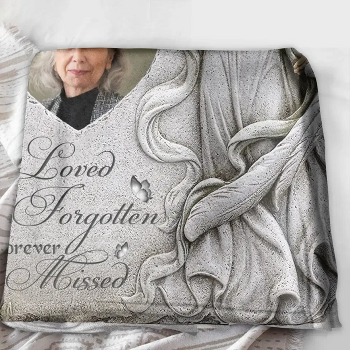 Personalized Memorial Fleece Throw Blanket & Quilt - Upload Photo - Memorial Gift Idea For Family Member - Always Loved Never Forgotten Forever Missed