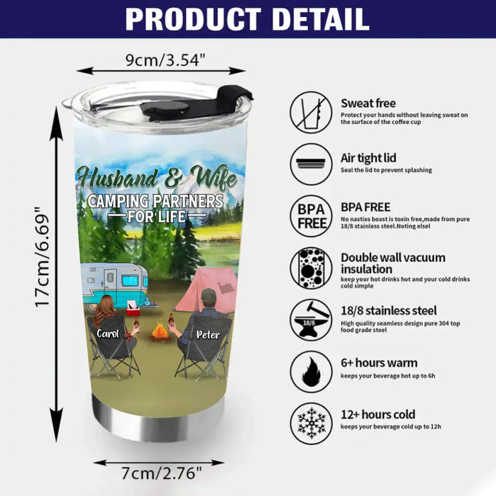 Personalized Camping Tumbler - Couple With Up to 3 Pets - Gift Idea For Couple/Camping Lover - You Are The Rod To My Reel