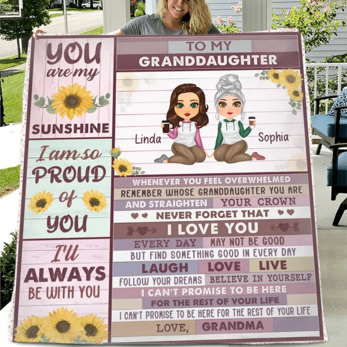 Personalized To My Granddaughter Fleece Throw Blanket & Quilt - Gift Idea For Granddaughter - You Are My Sunshine