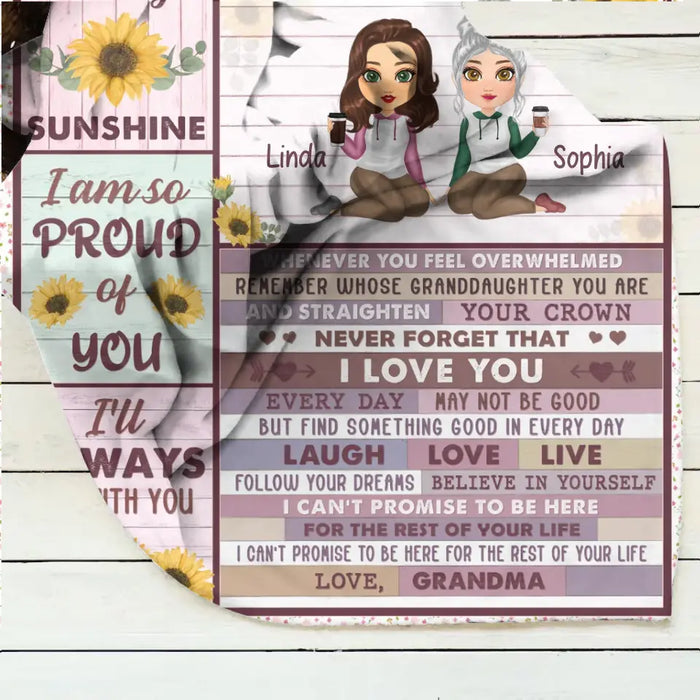 Personalized To My Granddaughter Fleece Throw Blanket & Quilt - Gift Idea For Granddaughter - You Are My Sunshine