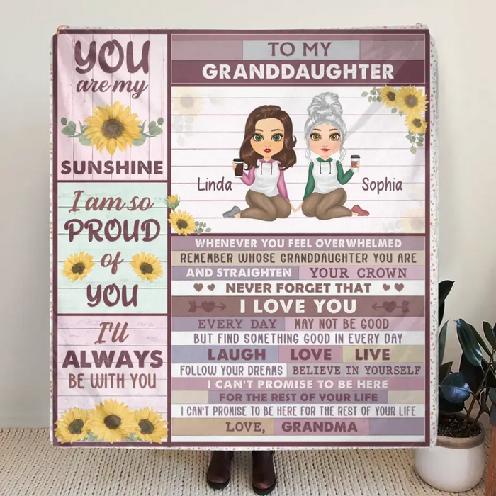 Personalized To My Granddaughter Fleece Throw Blanket & Quilt - Gift Idea For Granddaughter - You Are My Sunshine