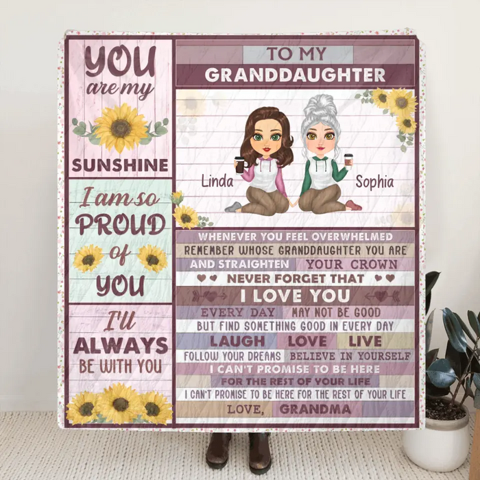 Personalized To My Granddaughter Fleece Throw Blanket & Quilt - Gift Idea For Granddaughter - You Are My Sunshine