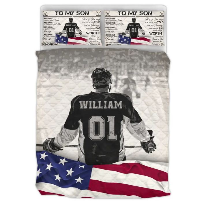 Personalized Ice Hockey Quilt Bed Sets - Gift Idea For Son - Some Days Are Gonna Be Harder