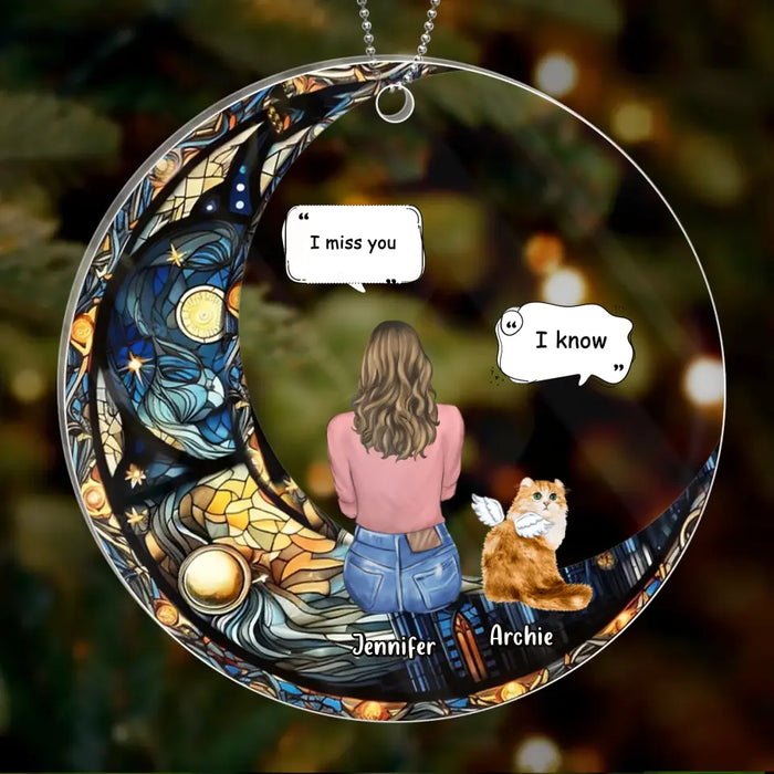 Personalized Memorial Pet Circle Acrylic Ornament - Christmas Memorial Gift Idea For Dog/Cat/Rabbit Owners