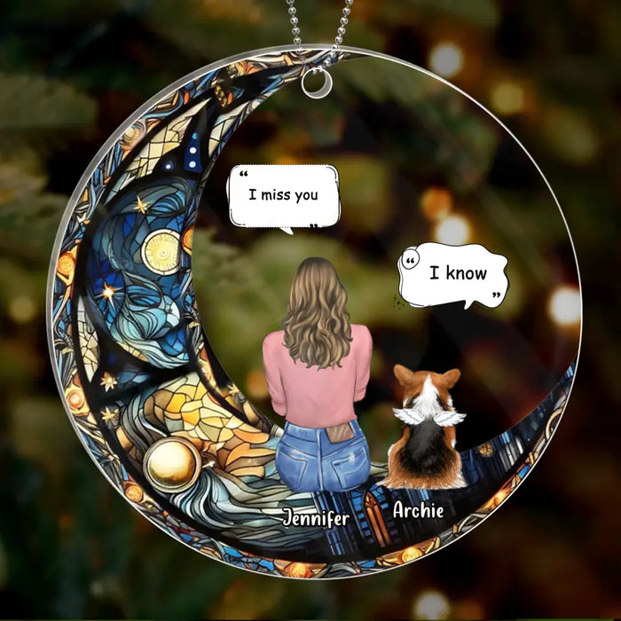 Personalized Memorial Pet Circle Acrylic Ornament - Christmas Memorial Gift Idea For Dog/Cat/Rabbit Owners - I Miss You