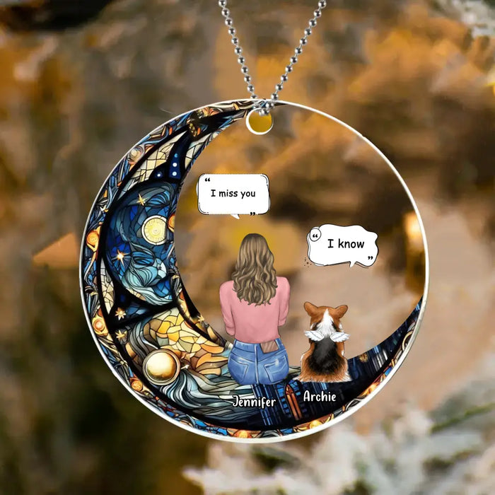 Personalized Memorial Pet Circle Acrylic Ornament - Christmas Memorial Gift Idea For Dog/Cat/Rabbit Owners - I Miss You