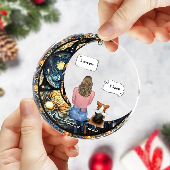 Personalized Memorial Pet Circle Acrylic Ornament - Christmas Memorial Gift Idea For Dog/Cat/Rabbit Owners - I Miss You