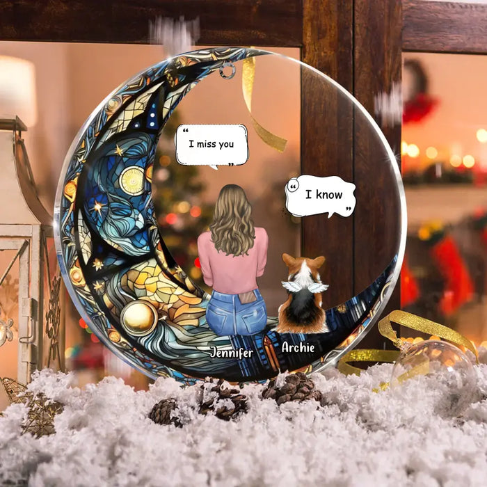Personalized Memorial Pet Circle Acrylic Ornament - Christmas Memorial Gift Idea For Dog/Cat/Rabbit Owners - I Miss You