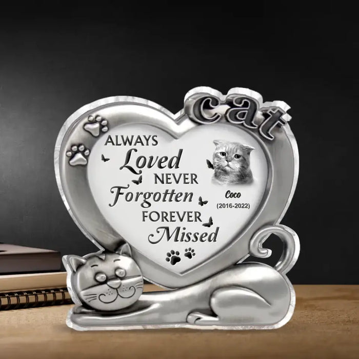 Personalized Memorial Cat Photo Acrylic Plaque - Christmas/Memorial Gift Idea for Cat Owners - Always Loved Never Forgotten Forever Missed