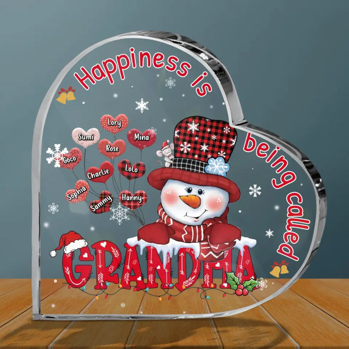 Personalized Grandma Crystal Heart - Gift Idea For Grandma/Christmas - Up to 10 Grandkids - Happiness Is Being Called Grandma