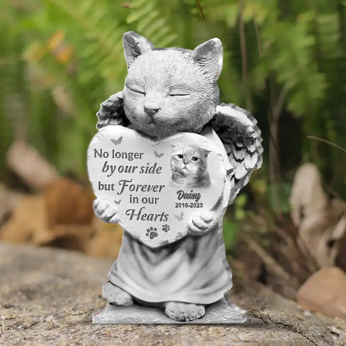 Personalized Memorial Cat Acrylic Plaque - Memorial Gift Idea For Christmas/Cat Lover - Upload Photo - No Longer By Our Side But Forever In Our Hearts