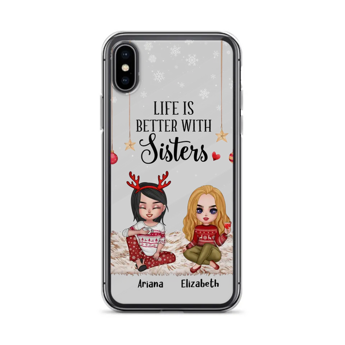 Personalized Besties Phone Case - Gift Idea For Friends/Sisters/Besties - Life Is Better With Sisters - Up to 5 People - Case For iPhone/Samsung