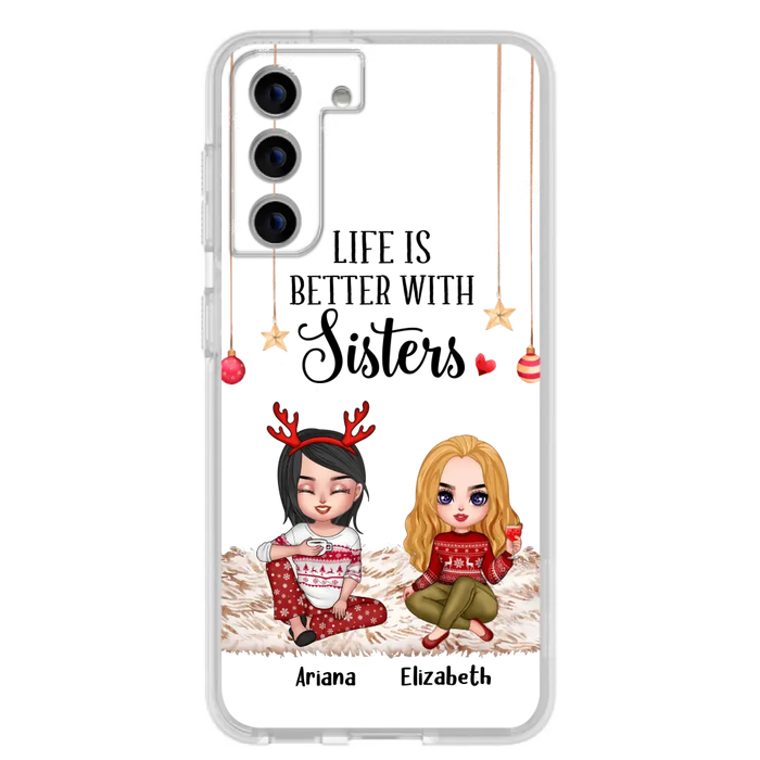 Personalized Besties Phone Case - Gift Idea For Friends/Sisters/Besties - Life Is Better With Sisters - Up to 5 People - Case For iPhone/Samsung