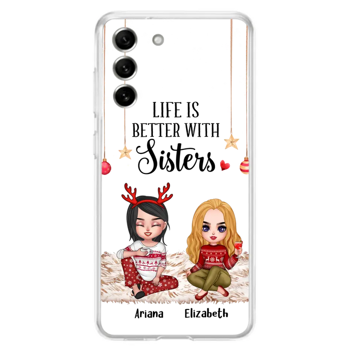 Personalized Besties Phone Case - Gift Idea For Friends/Sisters/Besties - Life Is Better With Sisters - Up to 5 People - Case For iPhone/Samsung