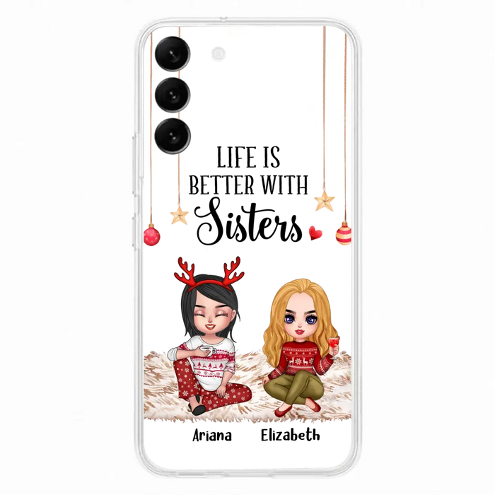 Personalized Besties Phone Case - Gift Idea For Friends/Sisters/Besties - Life Is Better With Sisters - Up to 5 People - Case For iPhone/Samsung