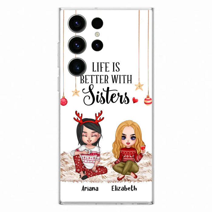 Personalized Besties Phone Case - Gift Idea For Friends/Sisters/Besties - Life Is Better With Sisters - Up to 5 People - Case For iPhone/Samsung