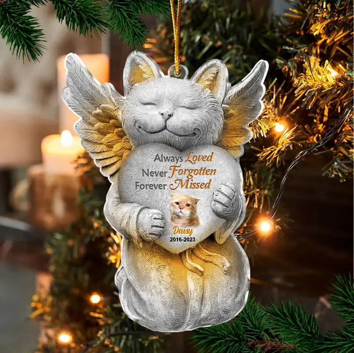 Personalized Memorial Cat Acrylic Ornament - Memorial Gift Idea For Christmas/Cat Owner - Upload Photo - Always Loved Never Forgotten Forever Missed
