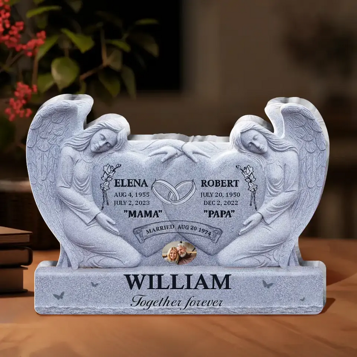 Personalized Memorial Couple Acrylic Plaque - Memorial Gift Idea For Parents Loss - Upload Photo - Together Forever