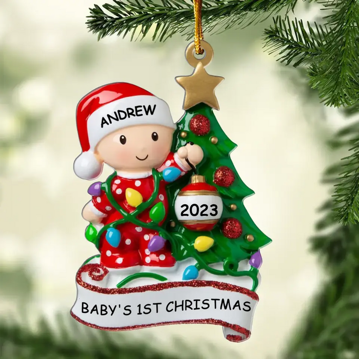 Personalized Baby's First Christmas Acrylic Ornament - Christmas Gift Idea For Baby