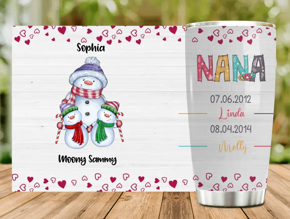 Personalized Grandma Tumbler - Gift Idea For Christmas  - Up to 5 Grandkids - Nana