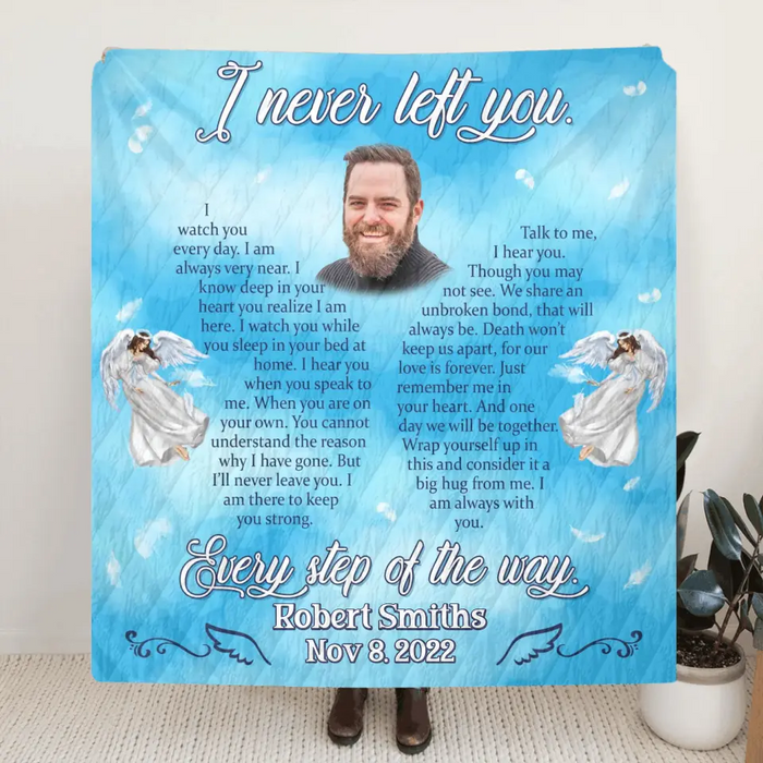 Personalized Memorial Quilt/Fleece Throw Blanket - Upload Photo - Memorial Gift Idea For Family Member - I Never Left You