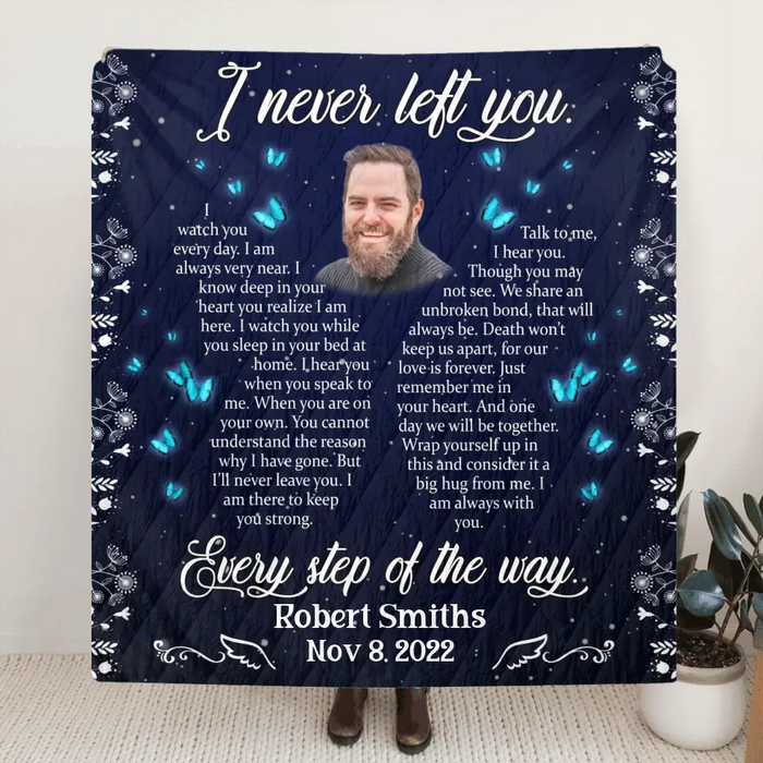 Personalized Memorial Quilt/Fleece Throw Blanket - Upload Photo - Memorial Gift Idea For Family Member - I Watch You Every Day