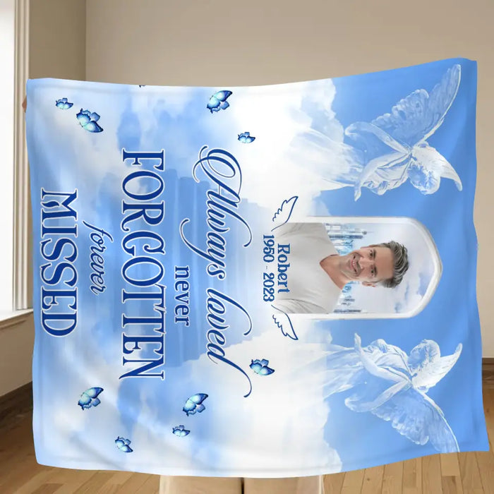 Personalized Memorial Quilt/Fleece Throw Blanket - Upload Photo - Memorial Gift Idea For Family Member - Always Loved Never Forgotten Forever Missed