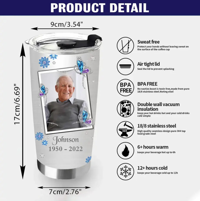 Personalized Memorial Photo Tumbler - Memorial Gift Idea For Family - I'll Hold You In My Heart Until I Can Hold You In Heaven