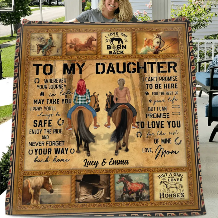 Personalized To My Daughter Horse Quilt/Fleece Throw Blanket - Gift Idea For Daughter/Horse Lovers - Never Forget Your Way Back Home