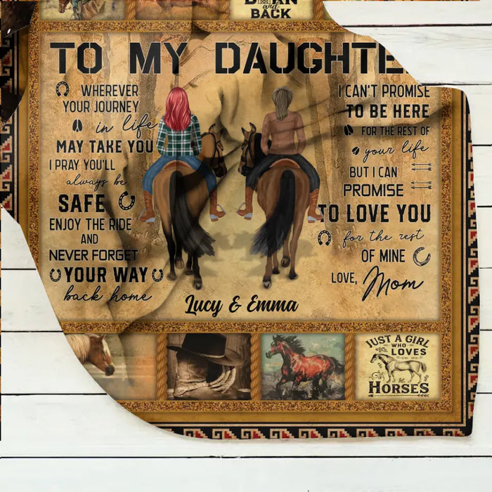Personalized To My Daughter Horse Quilt/Fleece Throw Blanket - Gift Idea For Daughter/Horse Lovers - Never Forget Your Way Back Home