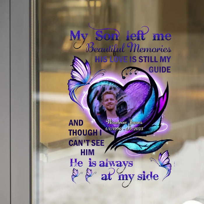 Personalized Memorial Photo 3D Decal - Memorial Gift Idea for Family - My Son Left Me Beautiful Memories