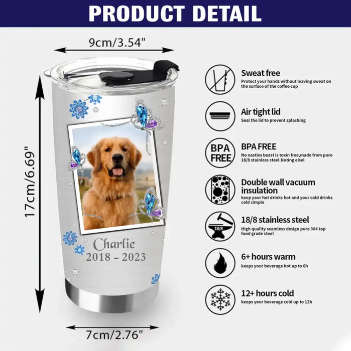 Personalized Memorial Tumbler - Upload Photo - Memorial Gift For Pet Lovers - My Mind Still Talks To You